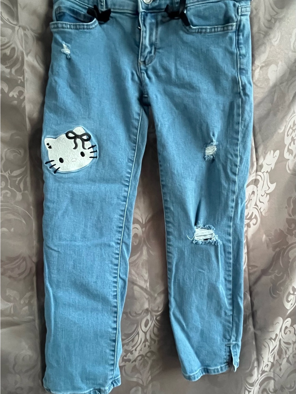 The Children's Place Light Blue Jeans with Hello Kitty Patch